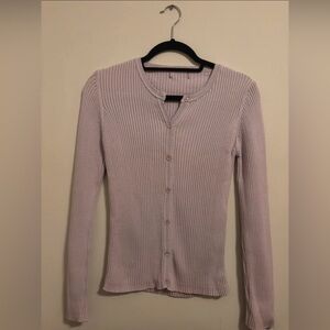 ribbed lilac • fitted cardigan